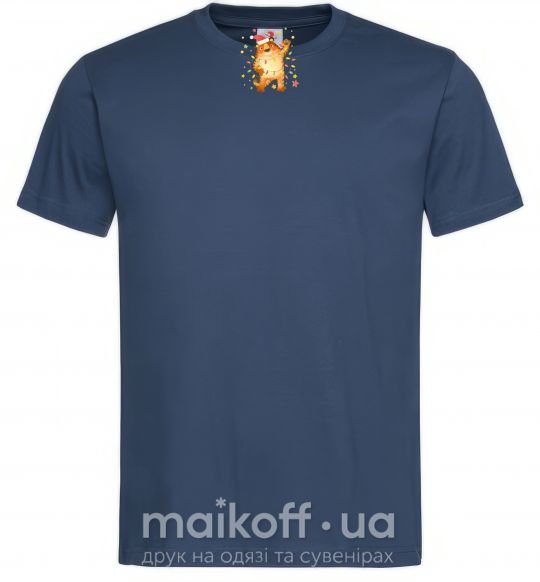Мужская футболка Тигр в гирлянде Темно-синий фото