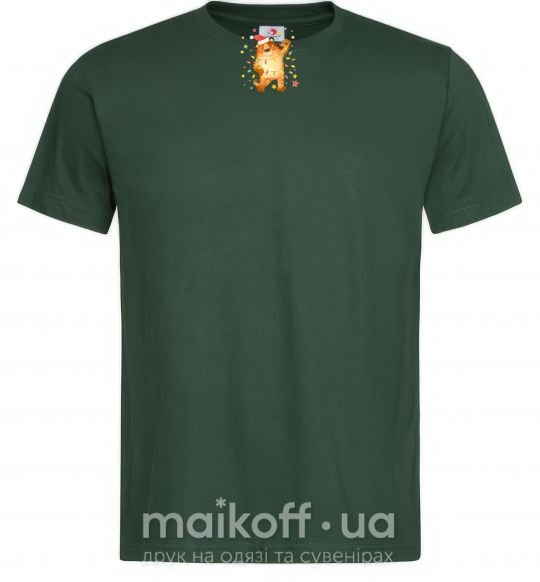 Мужская футболка Тигр в гирлянде Темно-зеленый фото