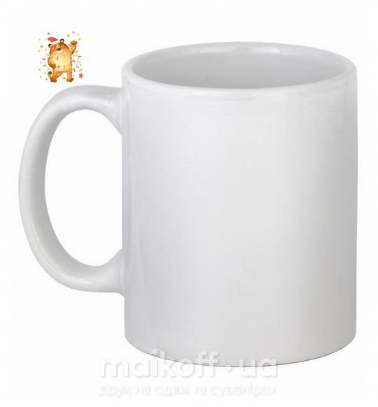 Чашка керамическая Тигр в гирлянде Белый фото