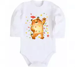 Детский боди Тигр в гірлянді Белый фото