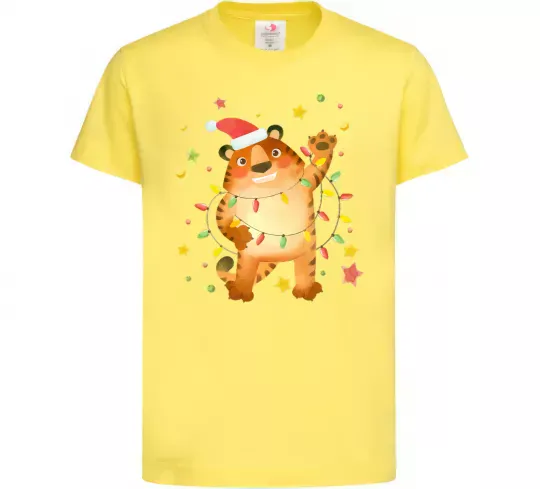 Дитяча футболка Тигр в гірлянді Лимонний фото