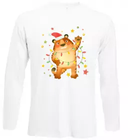 Лонгслів Тигр в гірлянді Білий фото