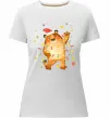 Женская премиум футболка Тигр в гірлянді Белый фото