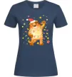 Женская футболка Тигр в гірлянді Темно-синий Женская футболка Тигр в гірлянді Темно-синий фото
