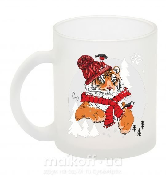 Чашка стеклянная Тигр зимний новый год Фроузен фото