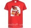 Детская футболка Тигр зимний новый год Красный фото