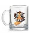 Чашка стеклянная Тигр смотрит Прозрачный фото