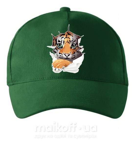 Кепка Тигр смотрит Темно-зеленый фото