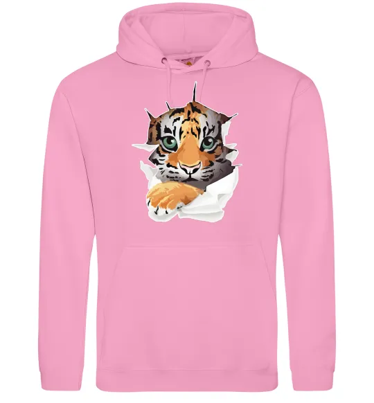 Женская толстовка (худи) Тигр дивиться Розовый фото