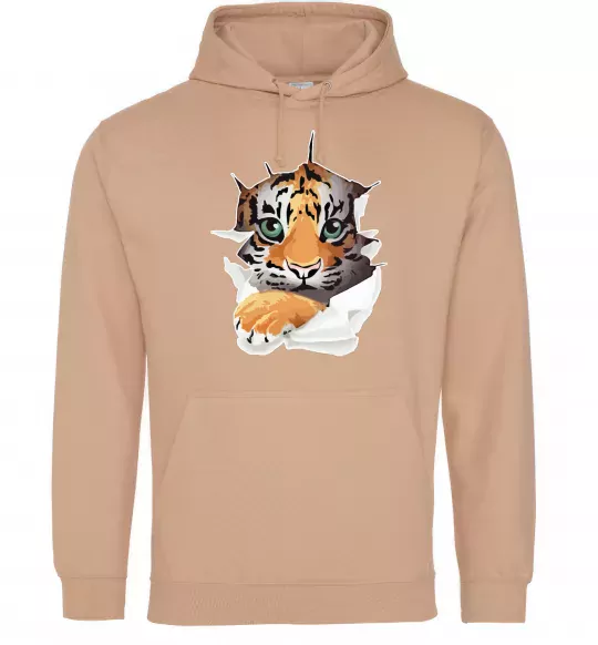 Жіноча толстовка (худі) Тигр дивиться Пісочний фото