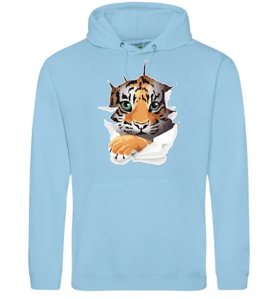 Женская толстовка (худи) Тигр дивиться Голубой фото