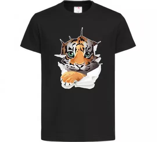 Детская футболка Тигр дивиться Черный фото