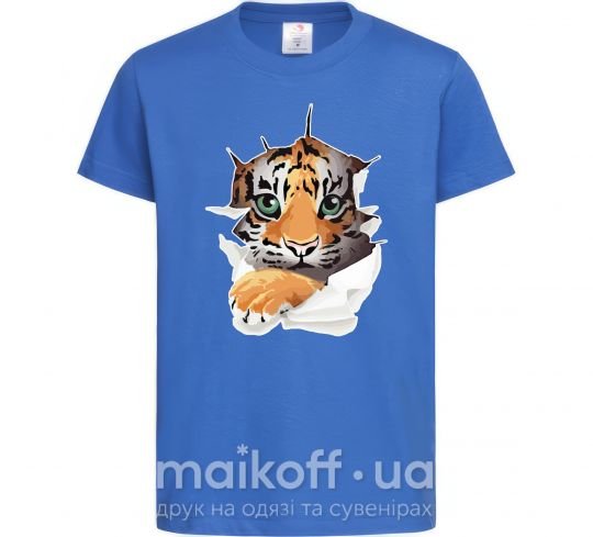 Детская футболка Тигр смотрит Ярко-синий фото