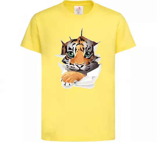Детская футболка Тигр дивиться Лимонный фото