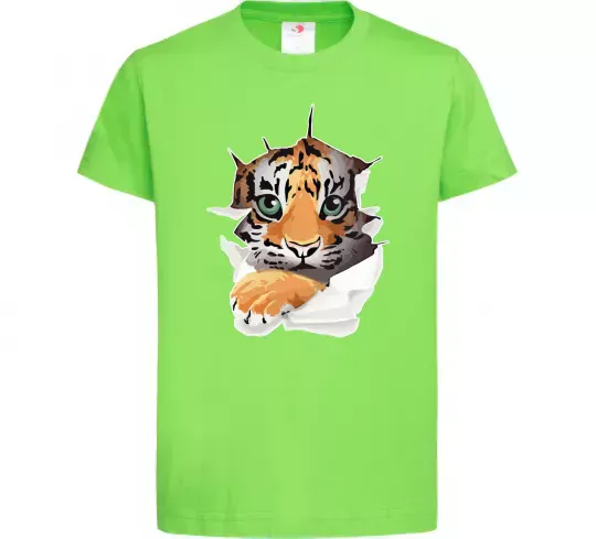 Детская футболка Тигр дивиться Лаймовый фото