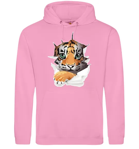 Мужская толстовка (худи) Тигр дивиться Розовый фото