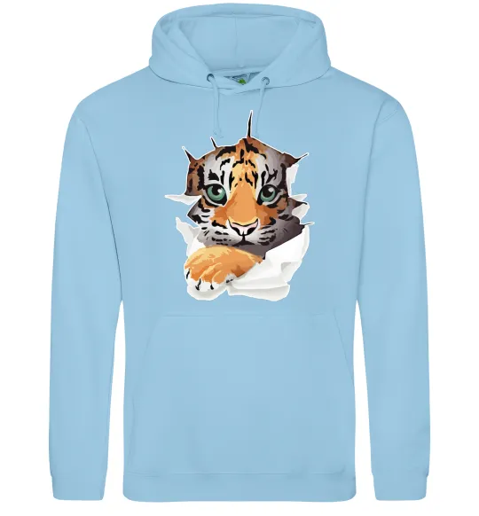 Мужская толстовка (худи) Тигр дивиться Голубой фото