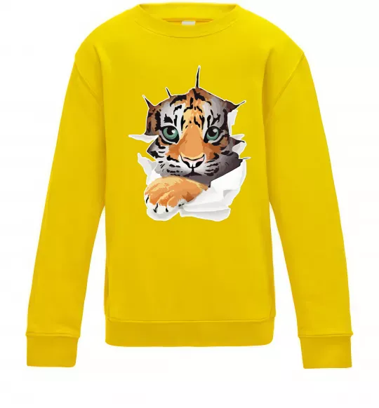 Дитячий світшот Тигр дивиться Сонячно жовтий фото