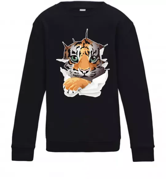 Дитячий світшот Тигр дивиться Чорний фото