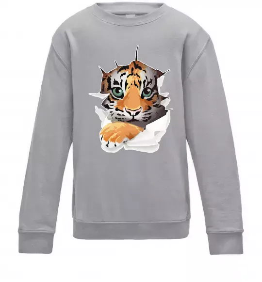 Дитячий світшот Тигр дивиться Сірий меланж фото