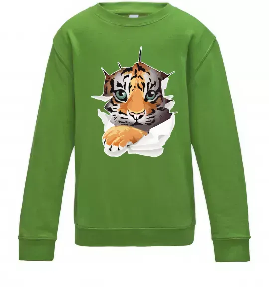 Дитячий світшот Тигр дивиться Лаймовий фото