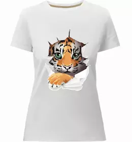 Женская премиум футболка Тигр рамка Белый фото