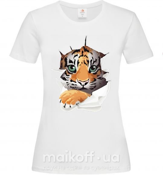 Жіноча футболка Тигр смотрит Білий фото