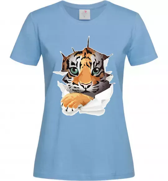 Жіноча футболка Тигр дивиться Блакитний фото