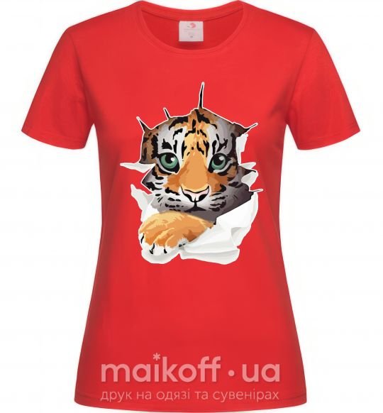 Жіноча футболка Тигр смотрит Червоний фото