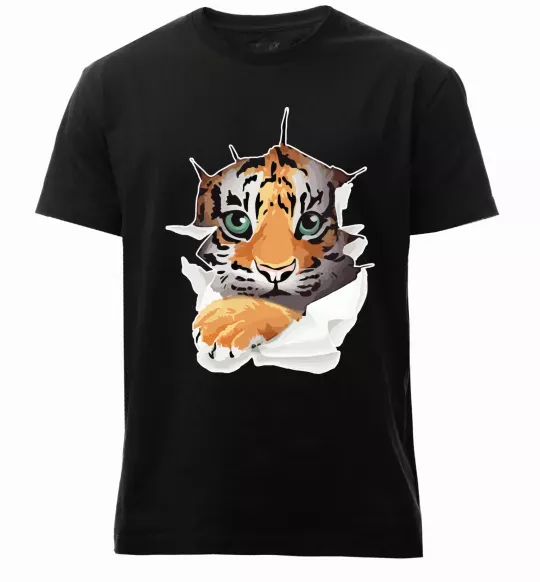 Чоловіча преміум футболка Тигр дивиться Чорний фото