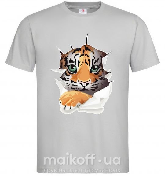 Мужская футболка Тигр смотрит Серый фото