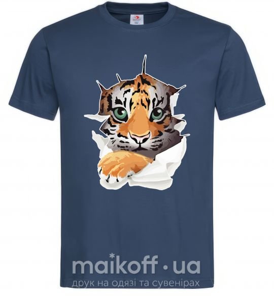 Мужская футболка Тигр смотрит Темно-синий фото