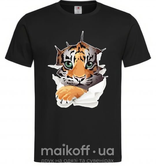 Мужская футболка Тигр смотрит Черный фото