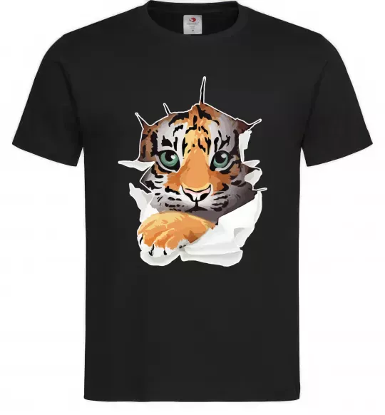 Чоловіча футболка Тигр дивиться Чорний фото