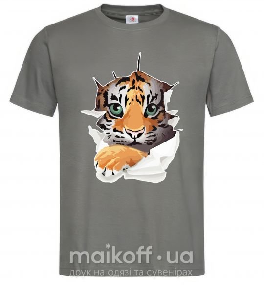 Чоловіча футболка Тигр смотрит Графіт фото
