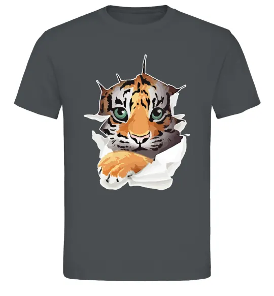 Чоловіча футболка Тигр дивиться Графіт фото