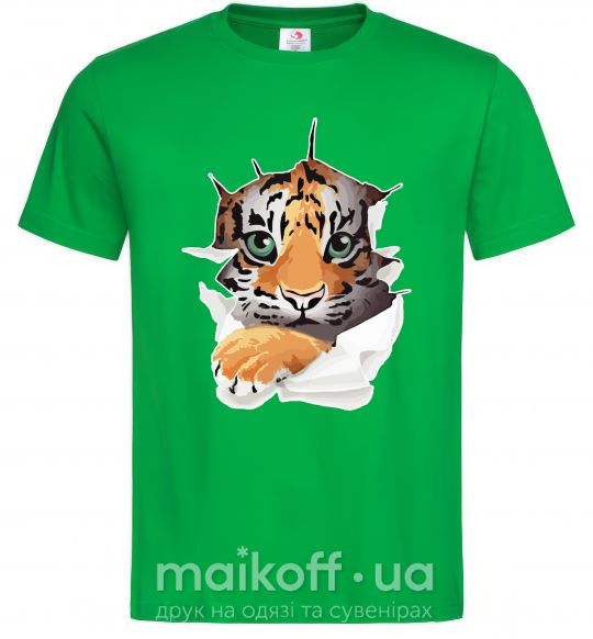 Мужская футболка Тигр смотрит Зеленый фото