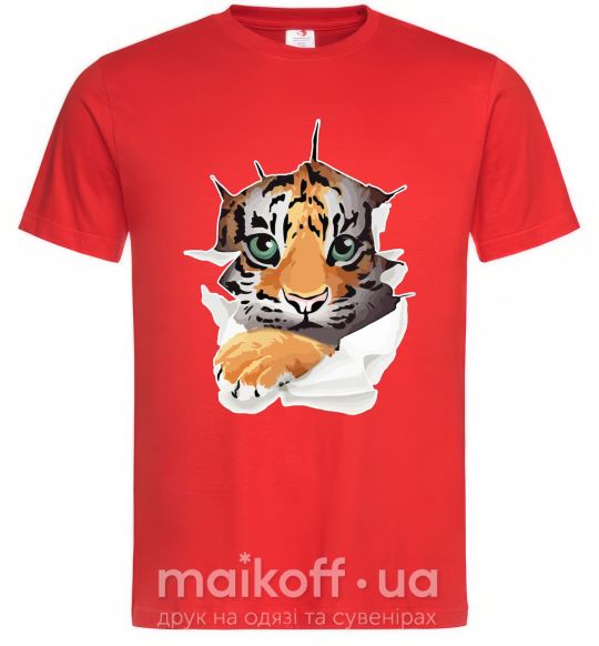 Мужская футболка Тигр смотрит Красный фото