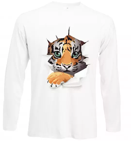 Лонгслив Тигр дивиться Белый фото