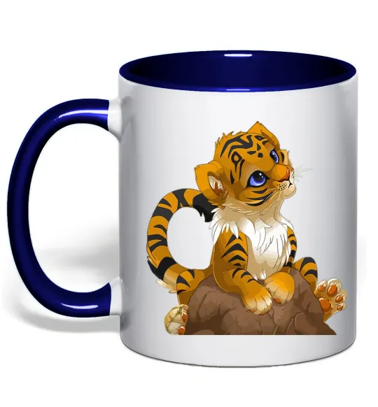 Чашка з кольоровою ручкою Тигреня Глибокий темно-синій фото