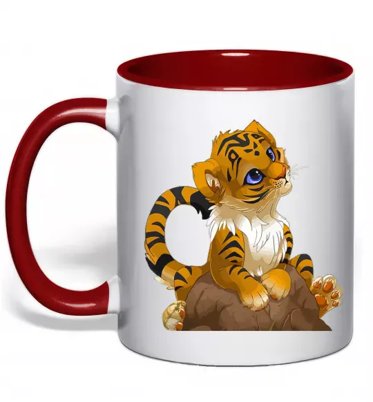 Чашка з кольоровою ручкою Тигреня Червоний фото