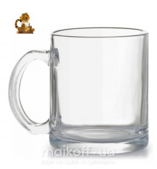 Чашка стеклянная Тигренок Прозрачный фото