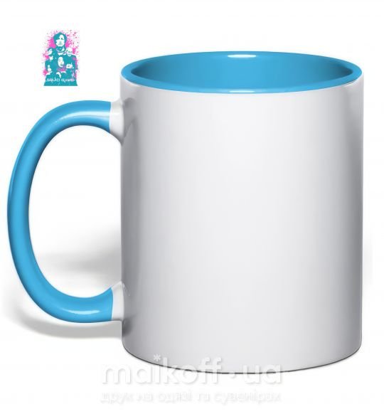Чашка з кольоровою ручкою Squid game брызги Блакитний фото