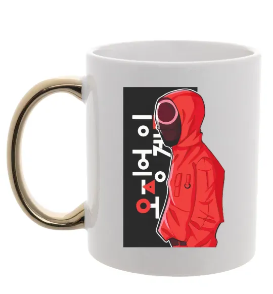 Чашка з кольоровою ручкою Squid game Золото фото