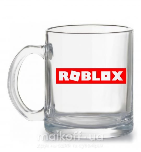 Чашка стеклянная Roblox logo Прозрачный фото