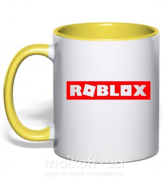 Чашка з кольоровою ручкою Roblox logo Сонячно жовтий фото