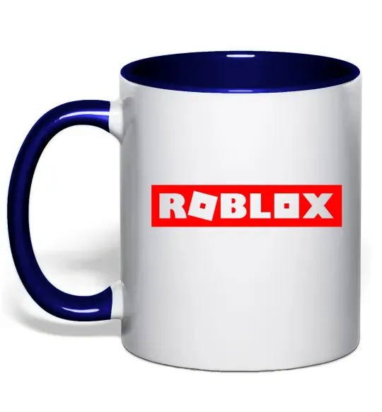 Чашка с цветной ручкой Roblox logo Глубокий темно-синий фото
