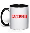 Чашка с цветной ручкой Roblox logo Черный фото