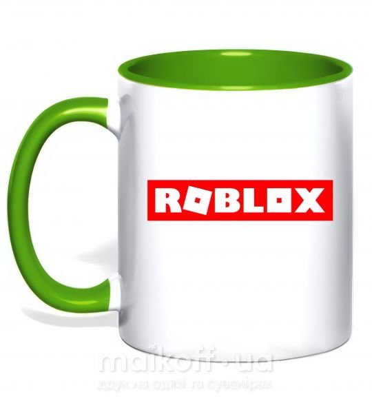 Чашка з кольоровою ручкою Roblox logo Зелений фото