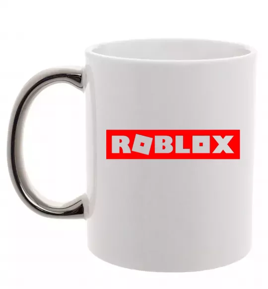 Чашка с цветной ручкой Roblox logo Серебро фото